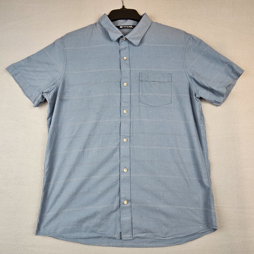 Travis Matthews Shirt Mens Large Blue Golf Preppy Casual Athleisure